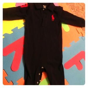 Navy blue Polo onesie